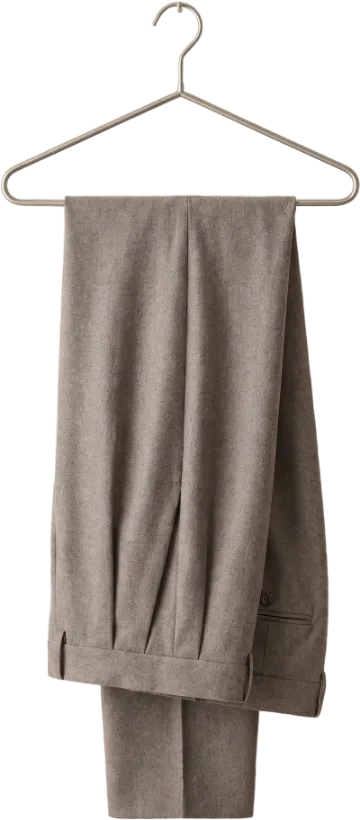 Grey wool trousers on the rail